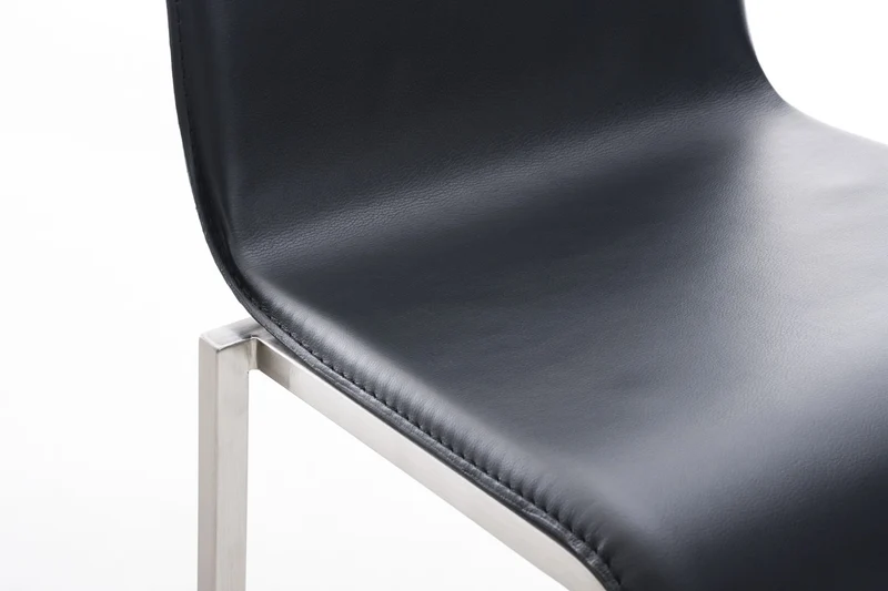 Tabouret de bar x1 cadre en acier inoxydable et siège en PVC noir 10_0004538