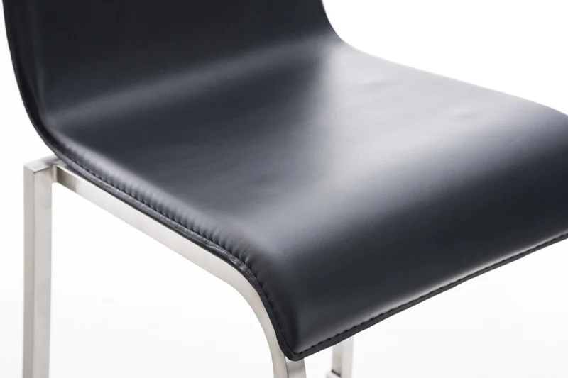 Tabouret de bar x1 cadre en acier inoxydable et siège en PVC noir 10_0004538