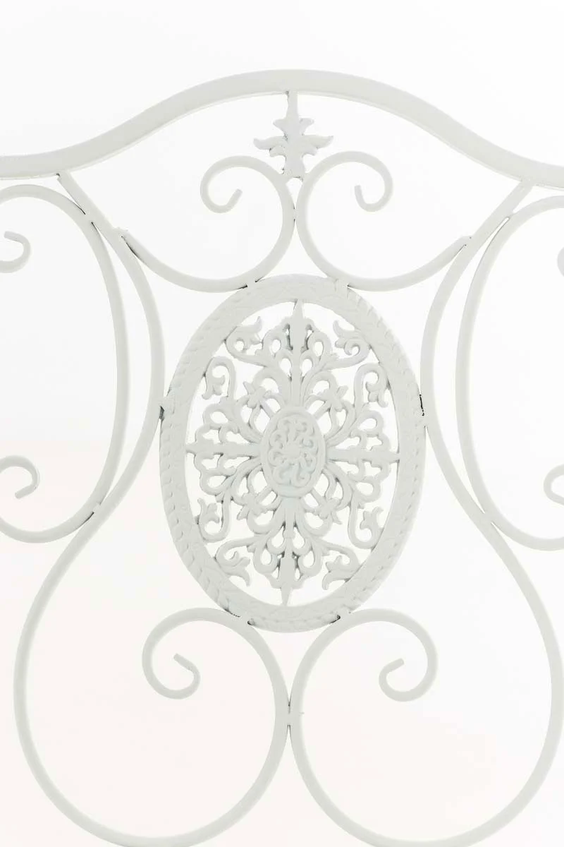Chaise de jardin balcon terrasse design rustique pliable en métal blanc 10_0003036