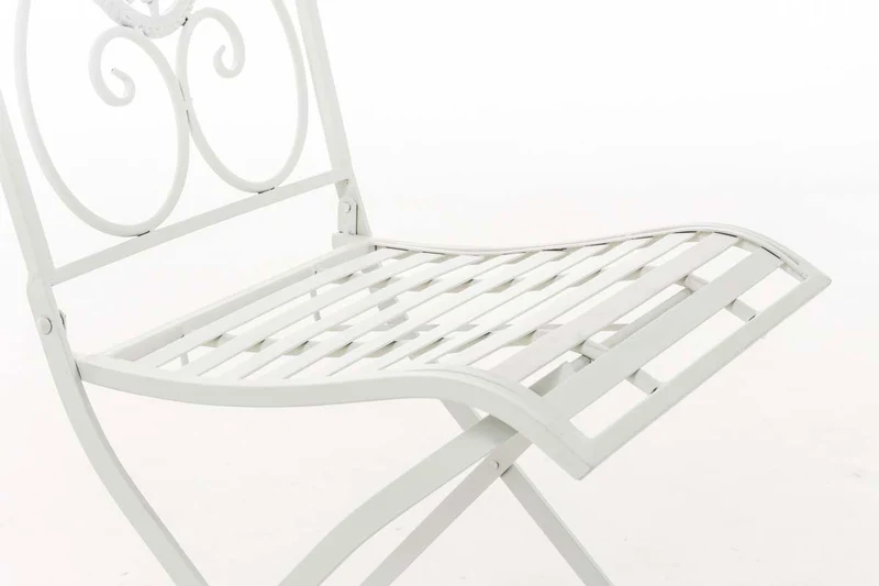 Chaise de jardin balcon terrasse design rustique pliable en métal blanc 10_0003036
