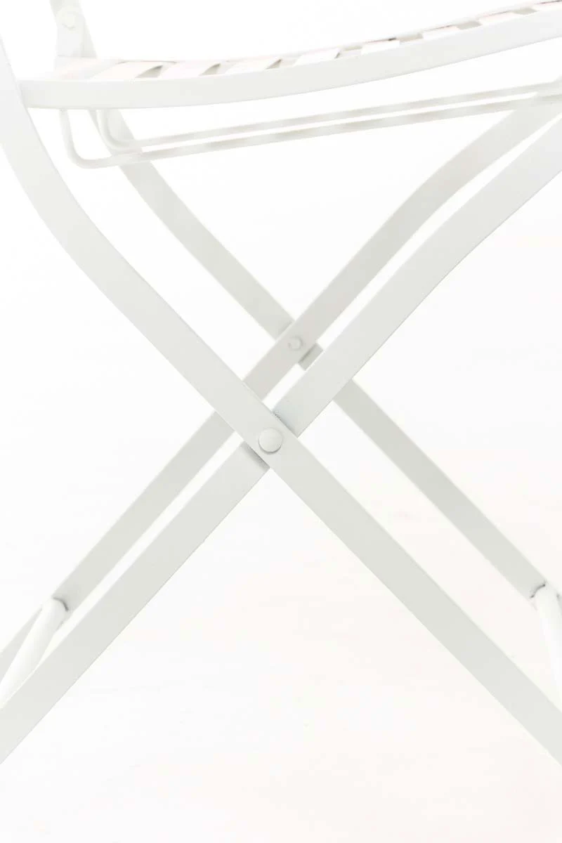 Chaise de jardin balcon terrasse design rustique pliable en métal blanc 10_0003036