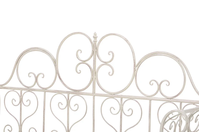 Banc de jardin design rustique largeur 128 cm en métal crème vieilli 10_0002941