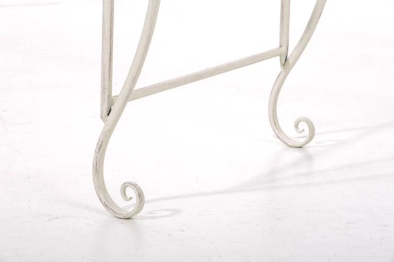 Banc de jardin design rustique largeur 128 cm en métal crème vieilli 10_0002941