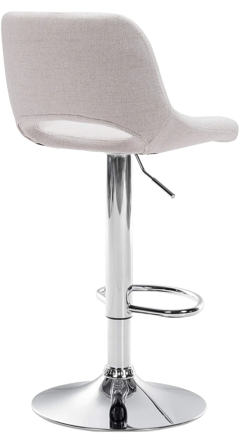 Tabouret de bar chaise haute x1 avec repose-pieds en tissu crème piètement métallique chromé 10_0004611