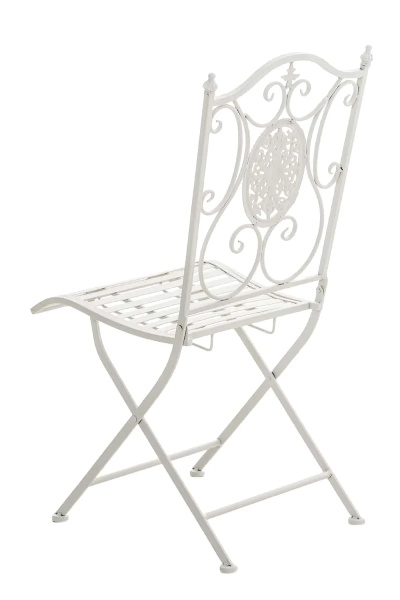 Lot de 2 chaises de jardin balcon terrasse design rustique pliable en métal blanc 10_0002876