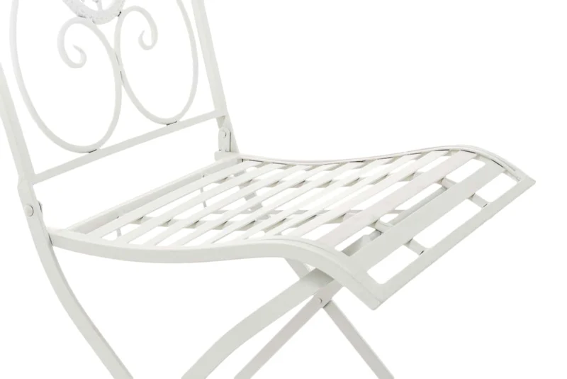Lot de 2 chaises de jardin balcon terrasse design rustique pliable en métal blanc 10_0002876