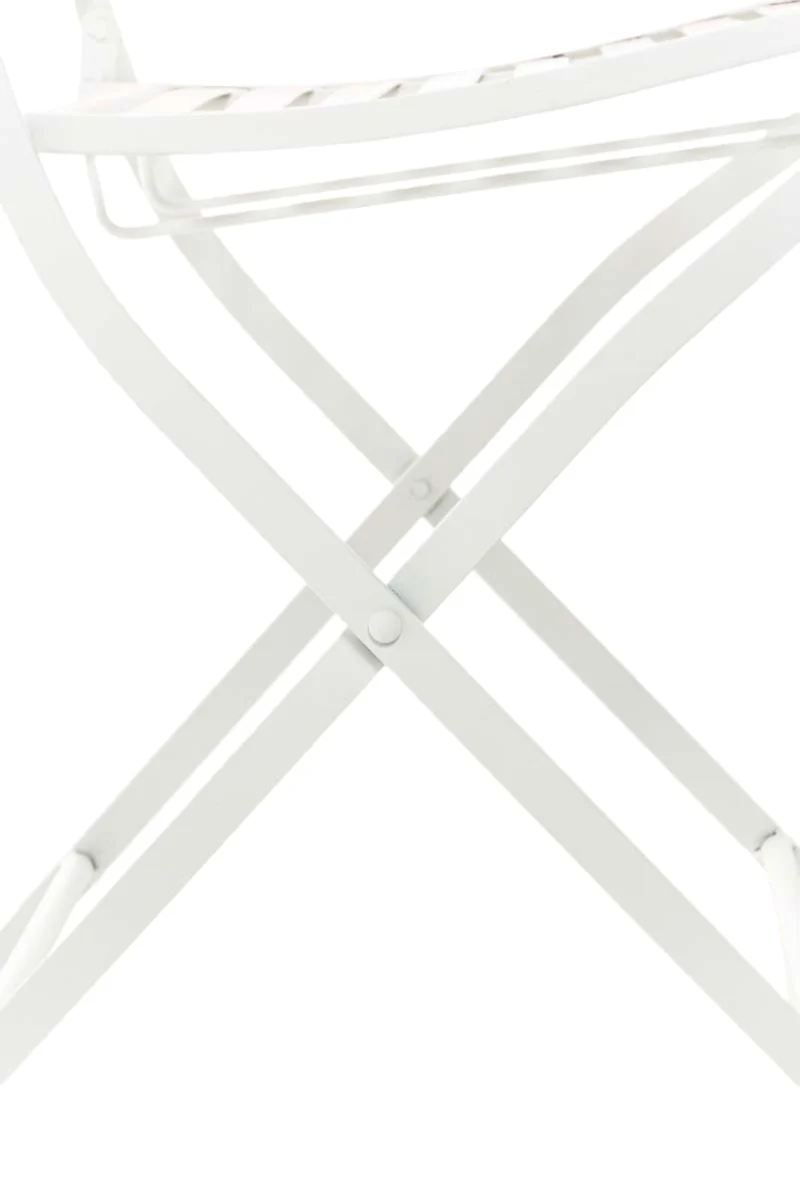 Lot de 2 chaises de jardin balcon terrasse design rustique pliable en métal blanc 10_0002876