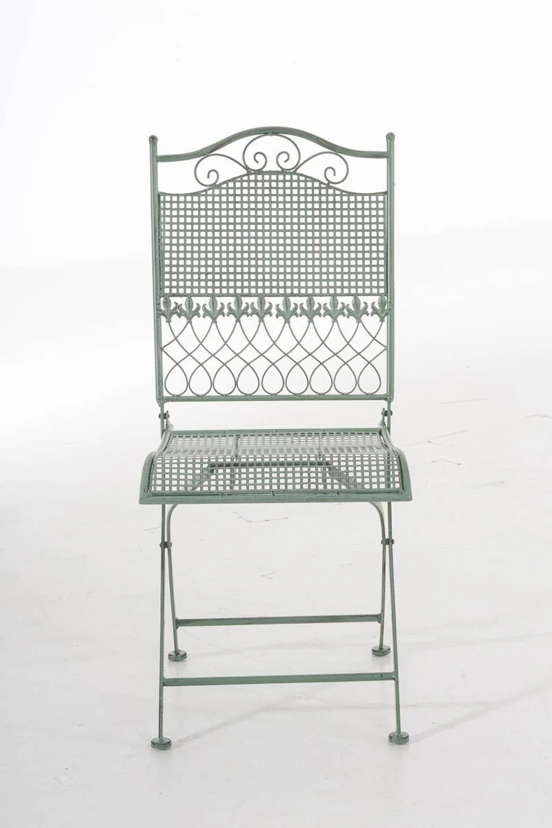 Chaise de jardin en fer forgé vert vieilli MDJ10024