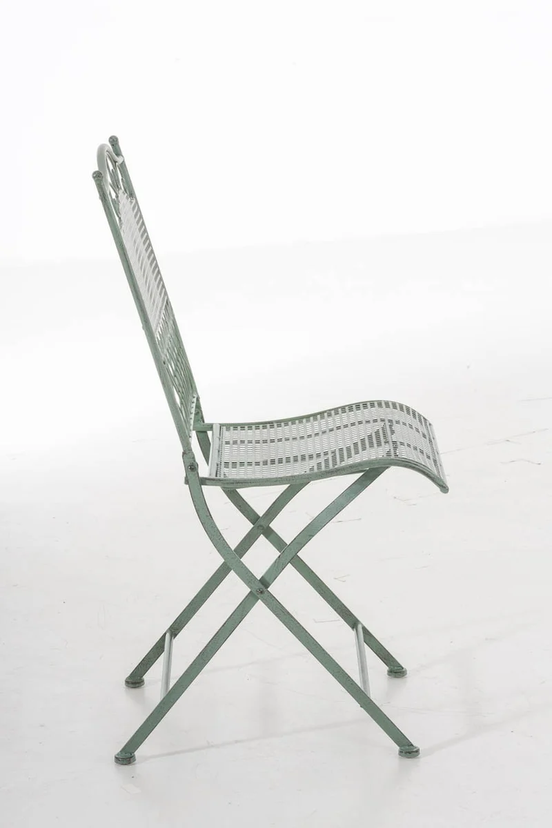 Chaise de jardin en fer forgé vert vieilli MDJ10024