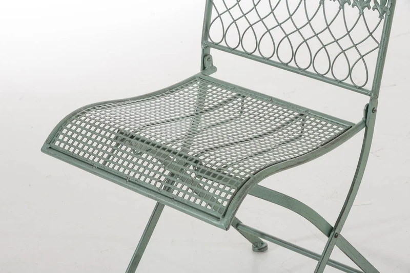 Chaise de jardin en fer forgé vert vieilli MDJ10024