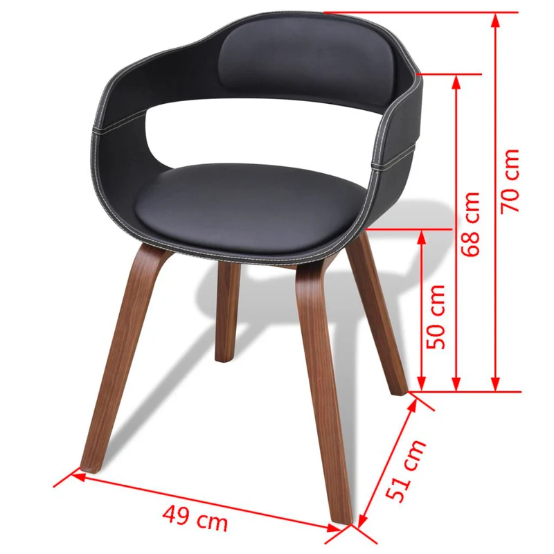 Lot de 4 chaises de salle à manger cuisine design contemporain bois courbé et synthétique noir CDS021774