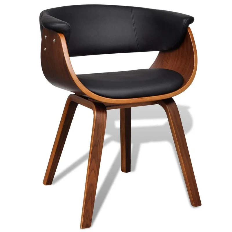 Lot de 4 chaises de salle à manger cuisine design intemporel bois courbé et synthétique noir CDS021323