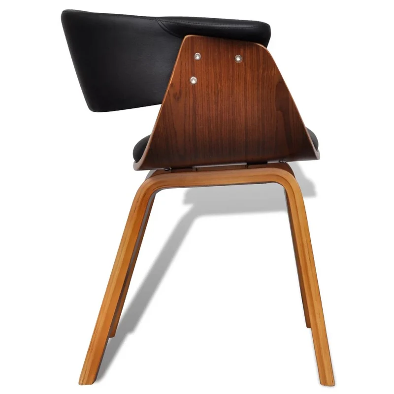 Lot de 4 chaises de salle à manger cuisine design intemporel bois courbé et synthétique noir CDS021323
