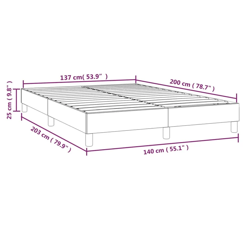Sommier à lattes sur pieds cadre de lit 140x200 cm tissu noir TDL0207016