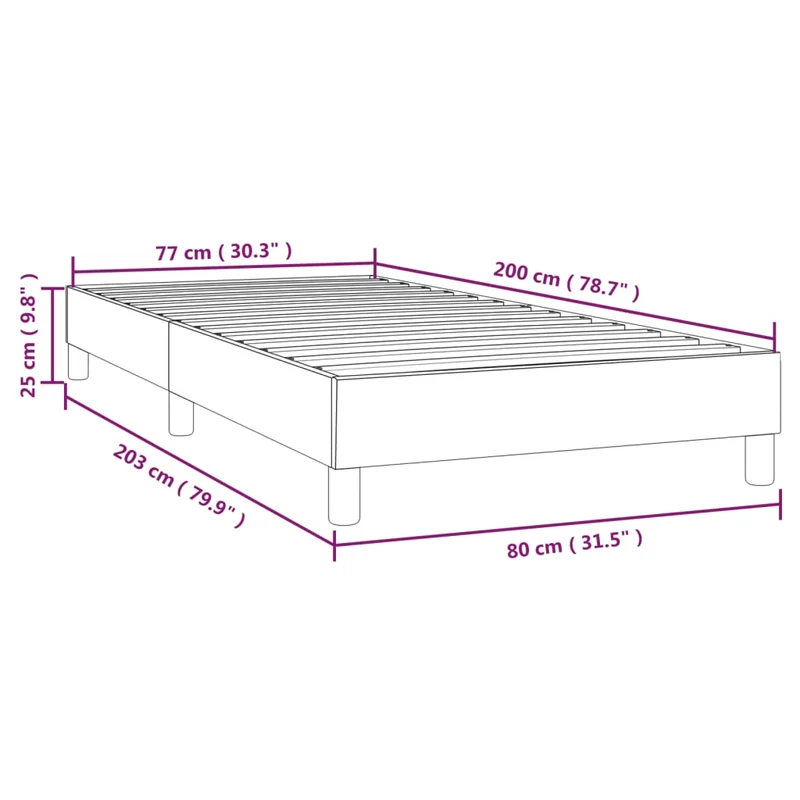 Sommier à lattes sur pieds cadre de lit 80x200 cm tissu gris foncé TDL0207108