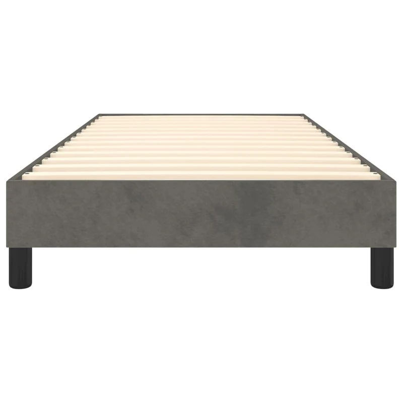Sommier à lattes sur pieds cadre de lit 90x200 cm tissu velours gris foncé TDL0207094