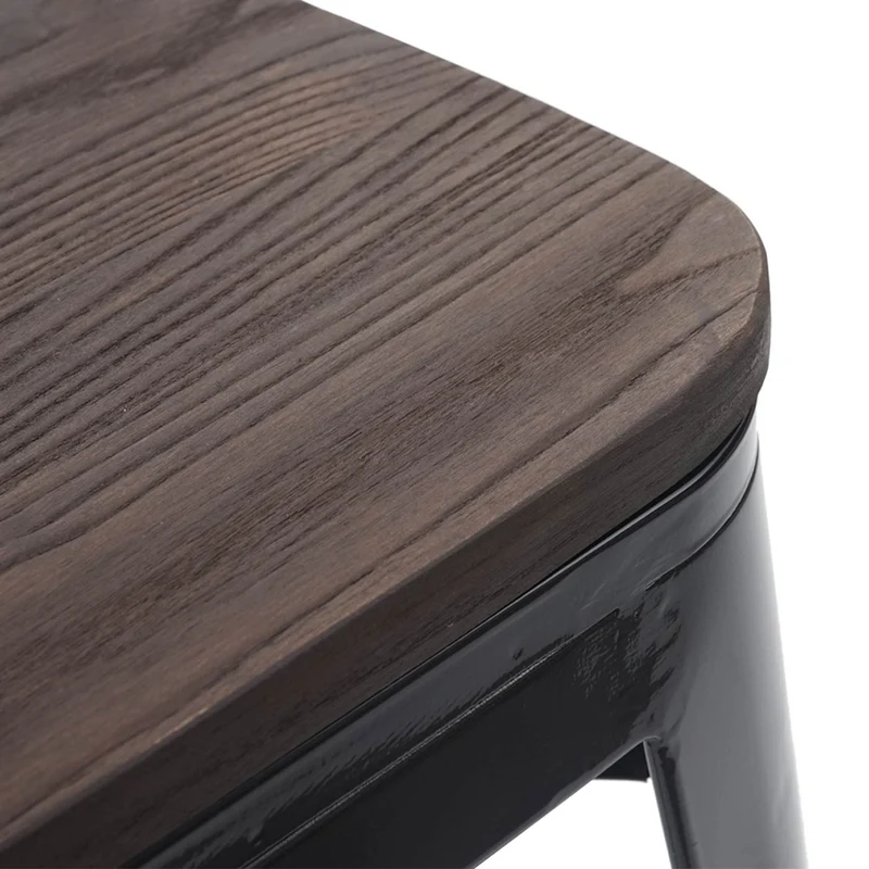 Lot de 2 tabourets de bar chaises de comptoir avec dossier siège en bois design industriel métal noir 04_0005196
