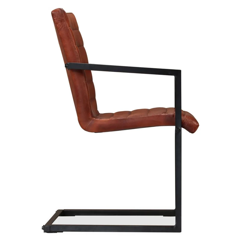 Lot de 2 chaises de salle à manger cuisine visiteur structure en acier marron cuir véritable CDS020684