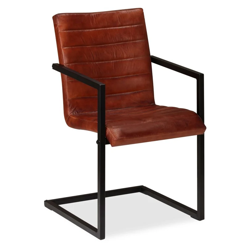 Lot de 2 chaises de salle à manger cuisine visiteur structure en acier marron cuir véritable CDS020684
