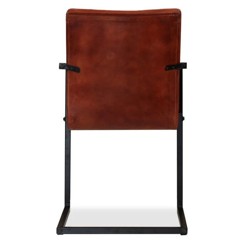 Lot de 2 chaises de salle à manger cuisine visiteur structure en acier marron cuir véritable CDS020684