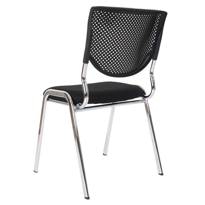 Lot de 2 chaises ergonomique pour visiteur bureau noir pieds chromé BUR04049