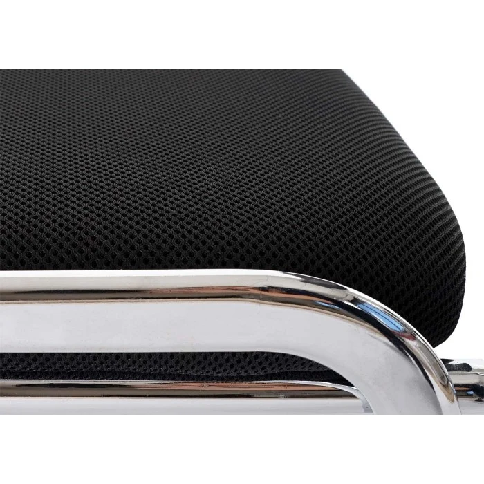 Lot de 2 chaises ergonomique pour visiteur bureau noir pieds chromé BUR04049