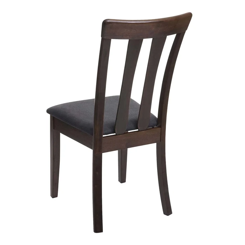 Set de 2 chaises de salle à manger cuisine en tissu gris foncé et bois massif marron foncé 04_0002966