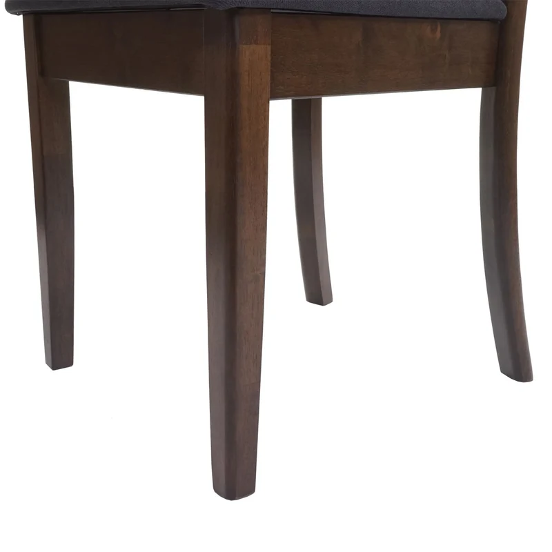 Set de 2 chaises de salle à manger cuisine en tissu gris foncé et bois massif marron foncé 04_0002966