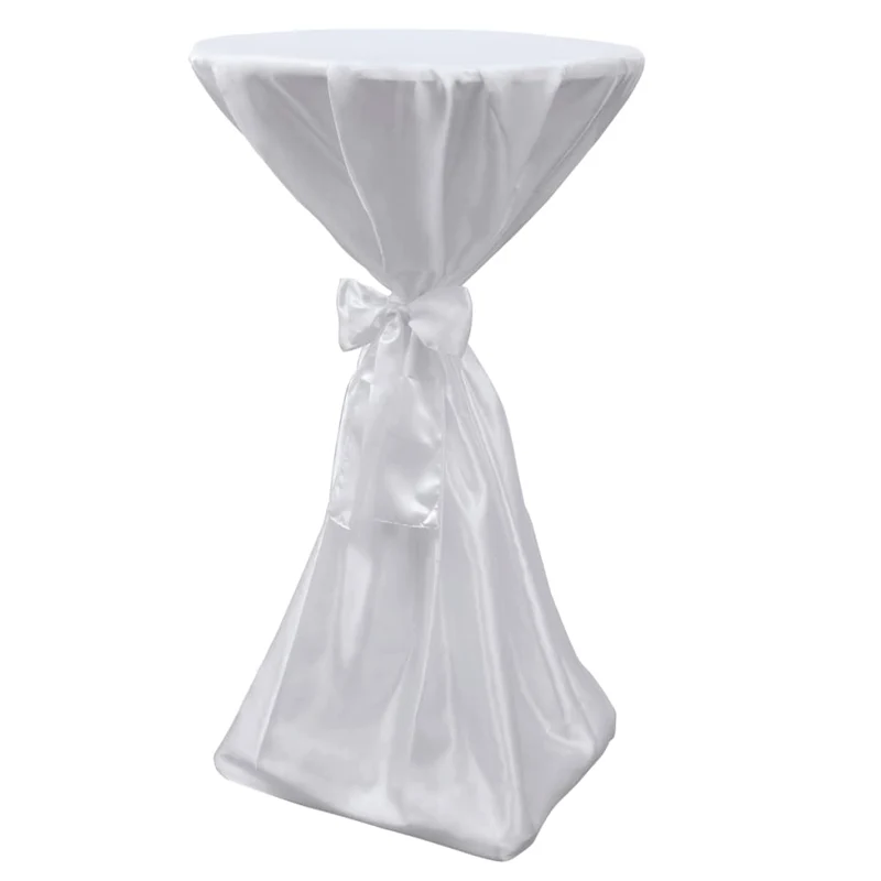 Housse de table blanche avec ruban Ø70 cm 2 pièces DEC022485