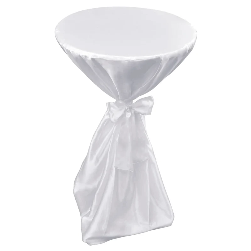 Housse de table blanche avec ruban Ø70 cm 2 pièces DEC022485
