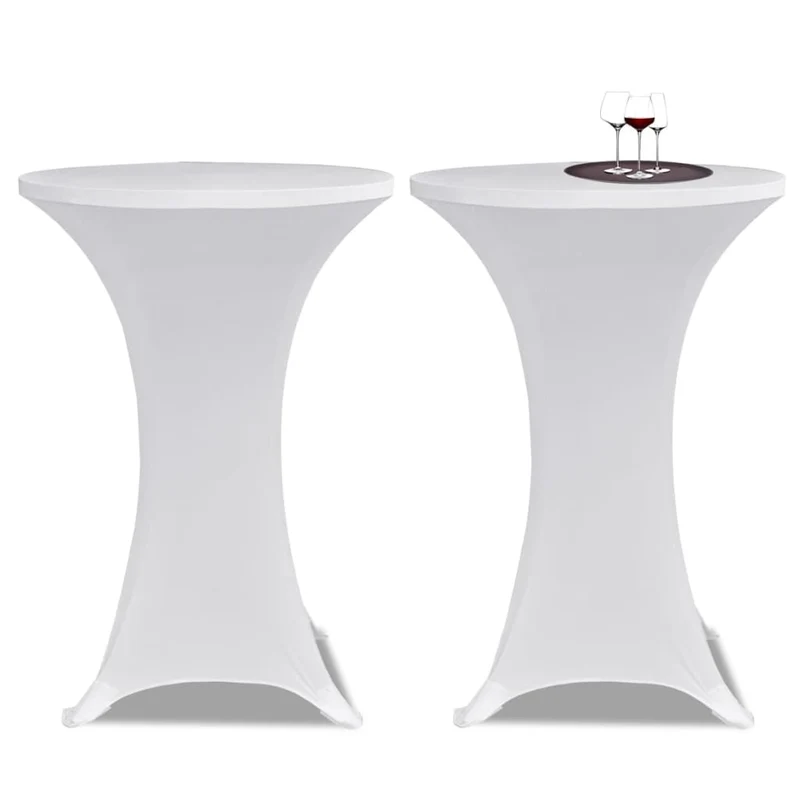 Housses élastiques de table Ø 70 cm Blanc 4 pièces DEC022506