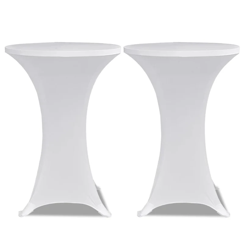 Housses élastiques de table Ø 80 cm Blanc 4 pièces DEC022507