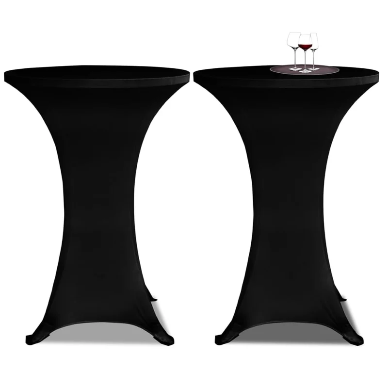 Housses élastiques de table Ø 80 cm Noir 4 pièces DEC022510