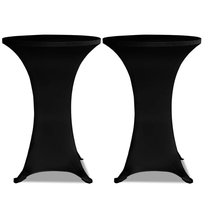 Housses élastiques de table Ø 80 cm Noir 2 pièces DEC022497