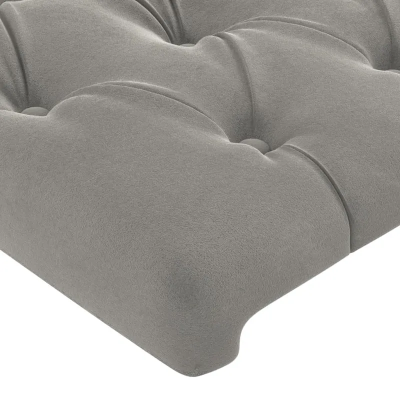 Tête de lit accessoire couchage chambre à coucher meuble capitonné avec rebord latéral 203 x 16 x 78/88 cm tissu velours gris clair TDL0205176