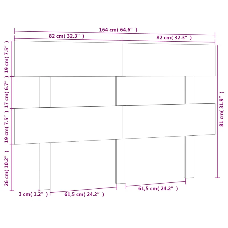 Tête de lit accessoire couchage chambre à coucher meuble 164 x 3 x 81 cm bois de pin massif TDL0206650