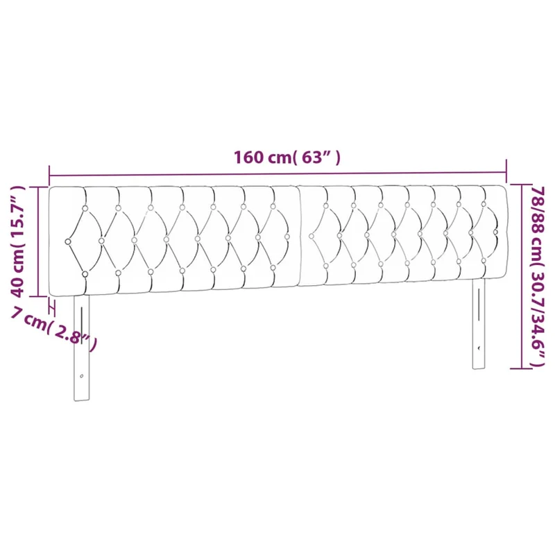 Tête de lit accessoire couchage chambre à coucher meuble capitonné 2 parties 80 x 7 x 78/88 cm tissu velours gris foncé TDL0206346