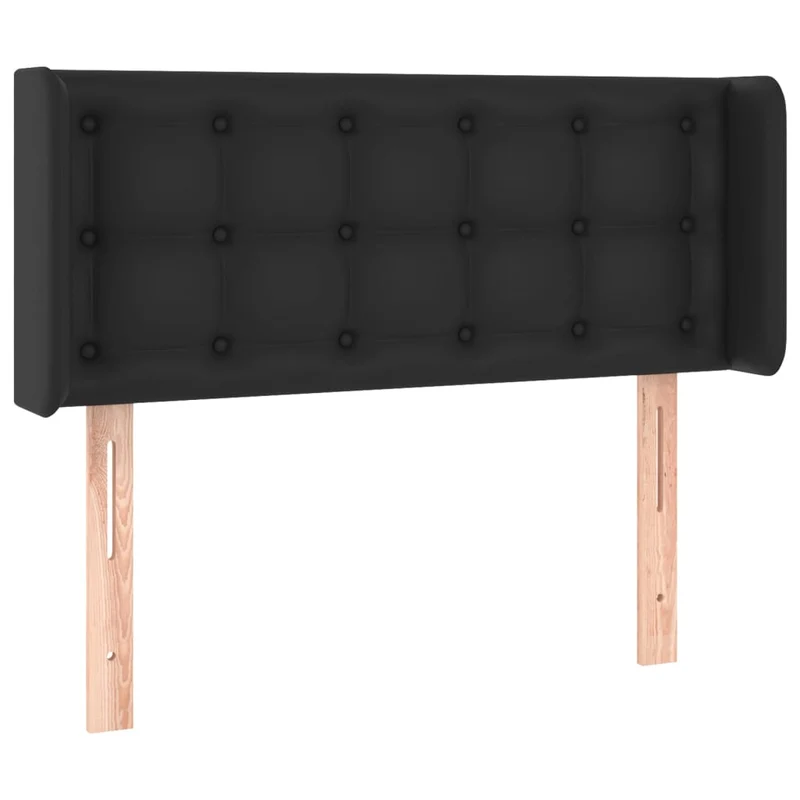 Tête de lit accessoire couchage chambre à coucher meuble capitonné avec rebord latéral 103 x 16 x 78/88 cm synthétique noir TDL0204624