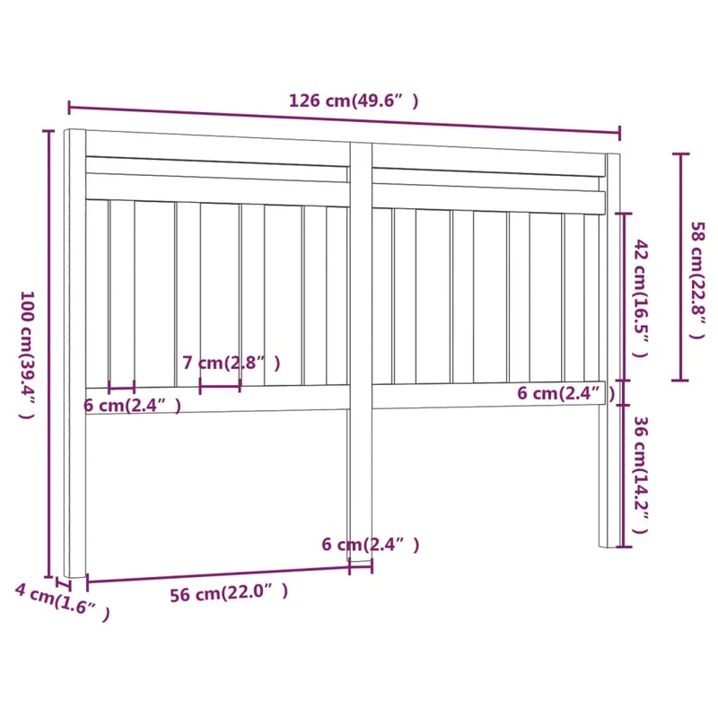 Tête de lit accessoire couchage chambre à coucher meuble 126 x 4 x 100 cm bois de pin massif TDL0206755