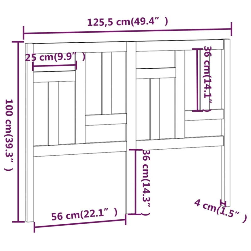 Tête de lit accessoire couchage chambre à coucher meuble 125,5 x 4 x 100 cm bois de pin massif TDL0206764