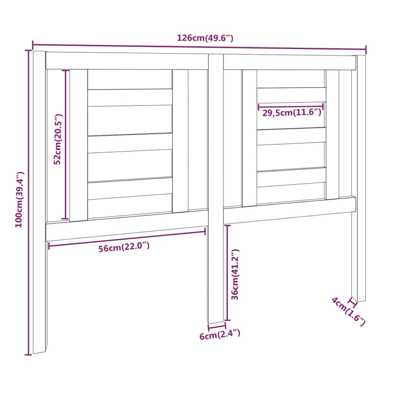Tête de lit accessoire couchage chambre à coucher meuble 126 x 4 x 100 cm bois de pin massif TDL0206753