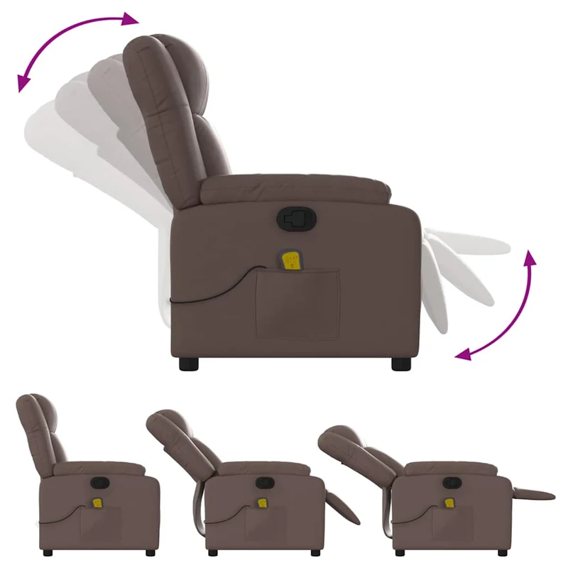 Fauteuil de relaxation TV fonction massage inclinable 6 points de massage en PVC marron PVC DEC027003