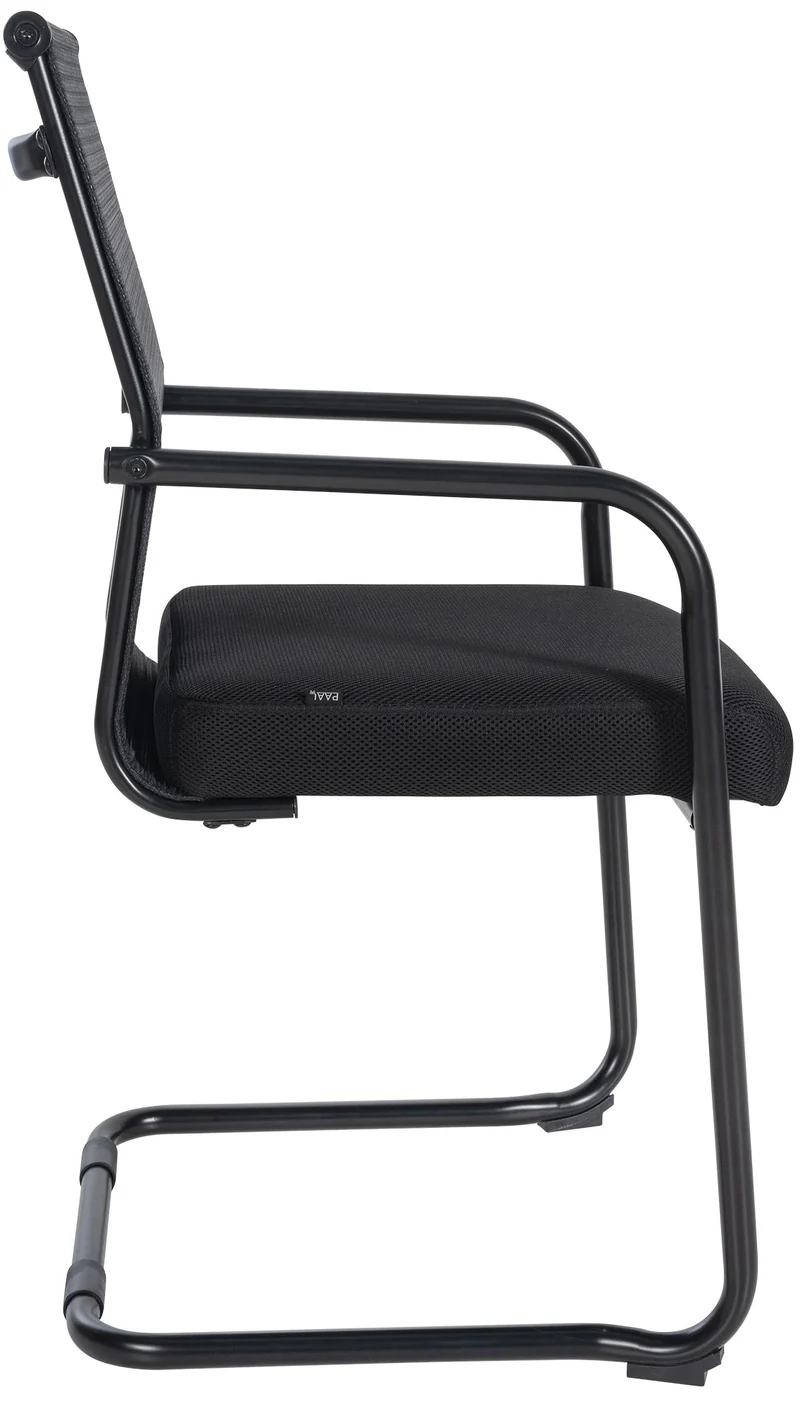 Fauteuil de bureau sans roulettes piétement luge en tissu et métal noir BUR10683