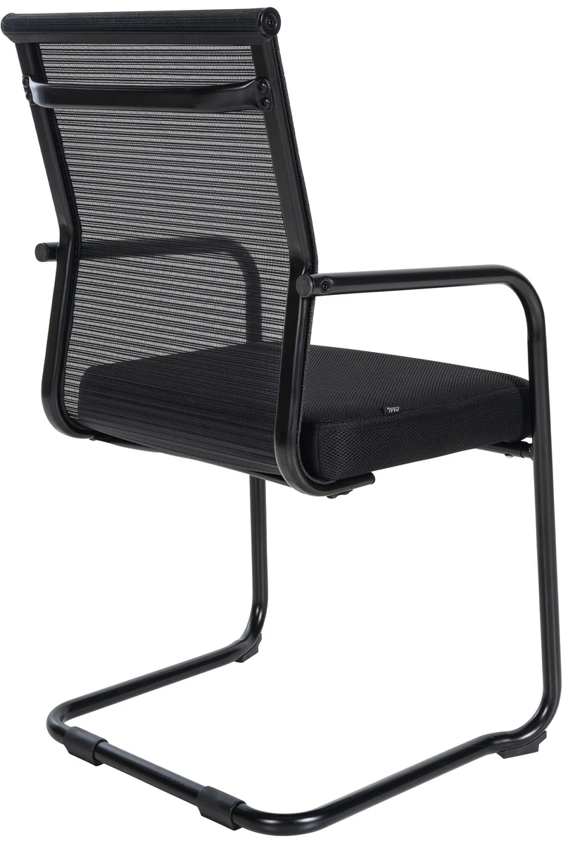 Fauteuil de bureau sans roulettes piétement luge en tissu et métal noir BUR10683
