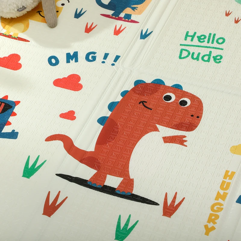 Tapis de jeu pour bébé pliable réversible 196 x 176 x 1.5 cm antidérapant amortissant moderne salon en xpe multicolore 21_0000753