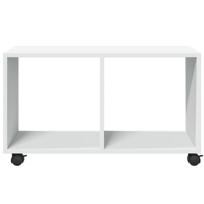Table d'appoint sur roulettes avec espace de rangement 72 x 33 x 42,5 cm bois d'ingénierie blanc DEC031383