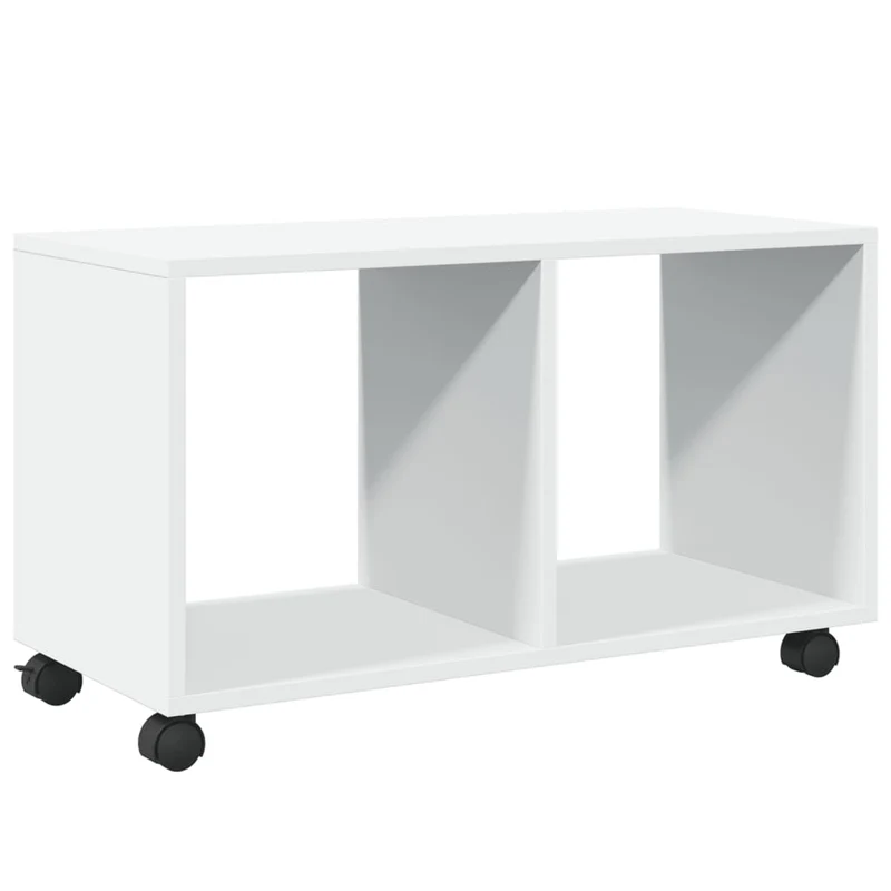 Table d'appoint sur roulettes avec espace de rangement 72 x 33 x 42,5 cm bois d'ingénierie blanc DEC031383