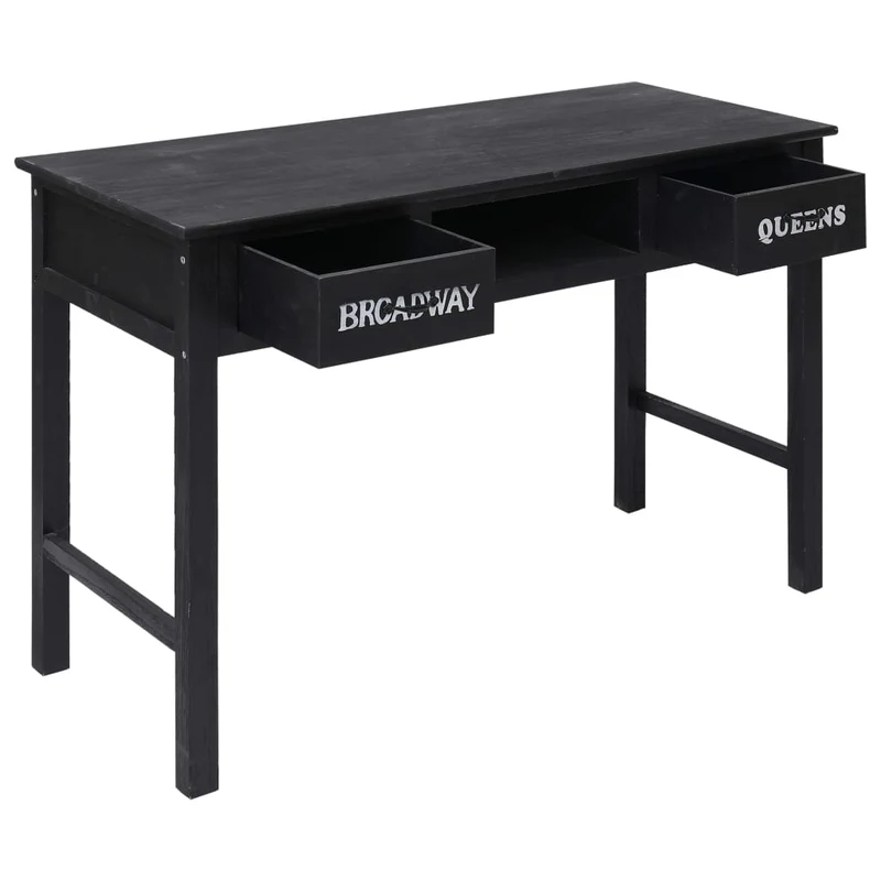 Table d'appoint console pratique avec tiroirs pour une entrée organisée 110 x 45 x 76 cm bois noir DEC032102