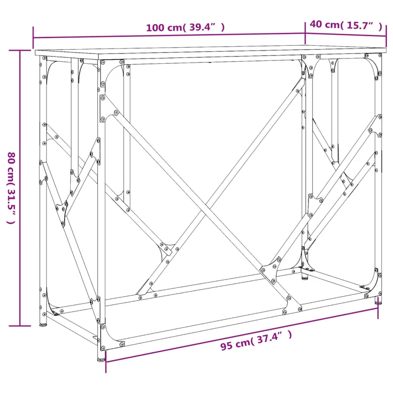 Table d'appoint console pratique pour une entrée organisée 100 x 40 x 80 cm bois d'ingénierie marron et métal DEC031775