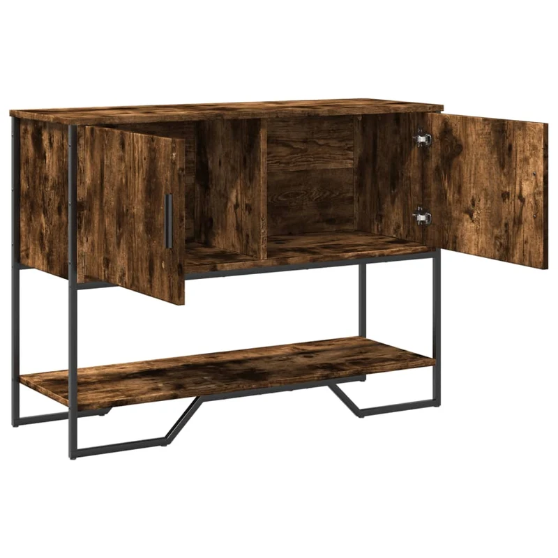 Table d'appoint console pratique avec espace de rangement 100 x 35 x 74,5 cm bois d'ingénierie maron et métal DEC031768